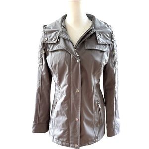 MICHEAL Micheal Kors Mid Length Jacket Grey, Hooded, Zip & Button Closure Sz XS